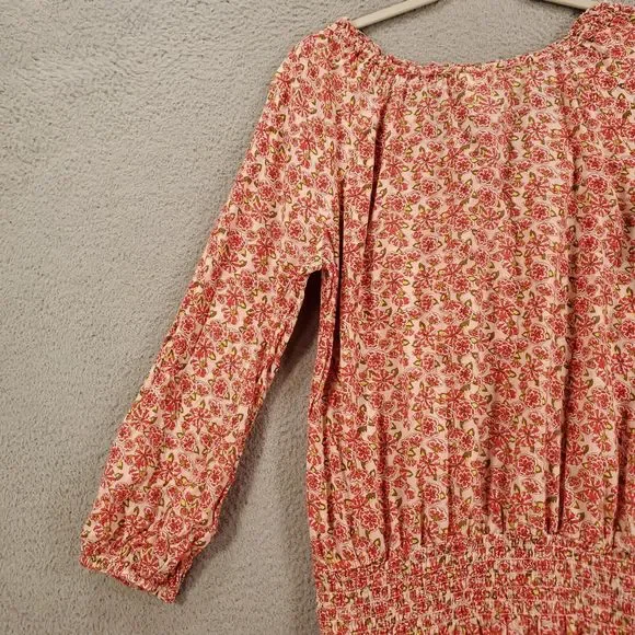 Sundance Tunic Womens Small Pink Floral Elastic Waist Delicate Blouse Tie Neck - Picture 15 of 15